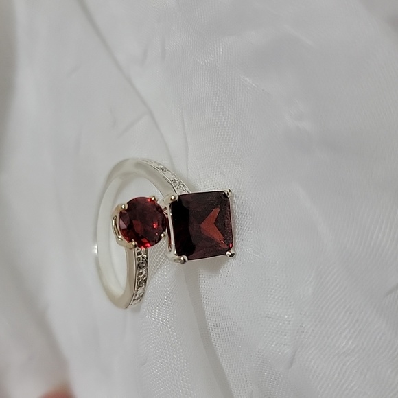 Two red stone silver ring - Picture 4 of 4